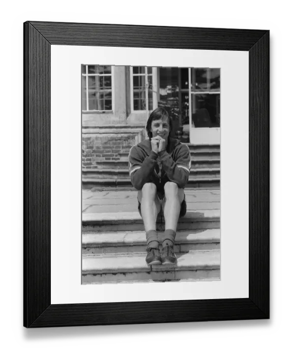 Framed Print : Ajax Amsterdam and Holland footballer Johan Cruyff takes a break from training as Ajax Framed Print : Ajax Amsterdam and Holland footballer Johan Cruyff takes a break from training as Ajax