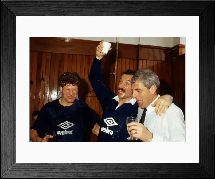 Framed Print : Management team celebrate League win April 1989