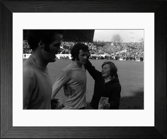 Framed Print : Peter Storey Arsenal congratulated by fan March 1971 after scoring equalising goal Framed Print : Peter Storey Arsenal congratulated by fan March 1971 after scoring equalising goal