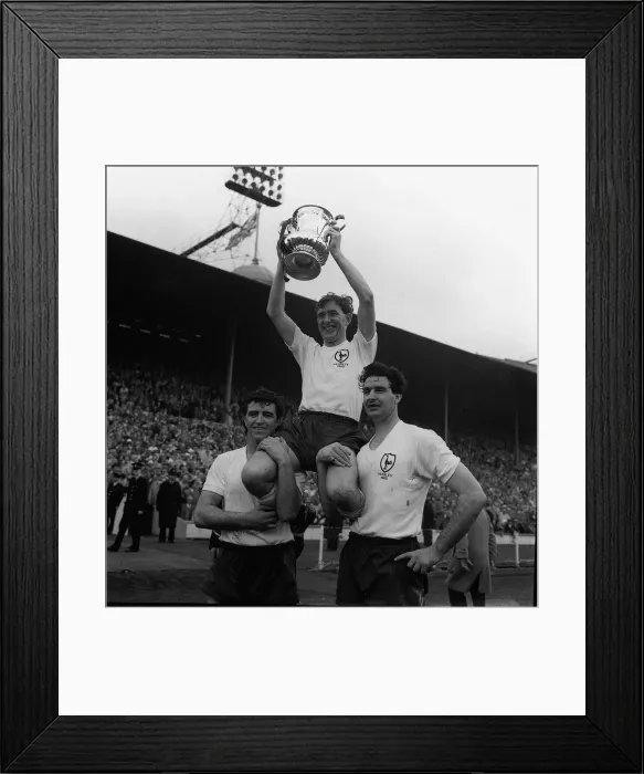 Framed Print : Danny Blanchflower of Tottenham holds up FA Cup May 1962 with Bobby Smith Maurice Framed Print : Danny Blanchflower of Tottenham holds up FA Cup May 1962 with Bobby Smith Maurice