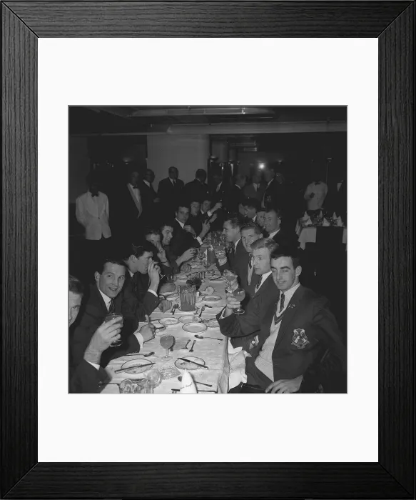 Framed Print : The Glasgow Rangers team sitting down to dinner in the Mount Royal Hotel in London Framed Print : The Glasgow Rangers team sitting down to dinner in the Mount Royal Hotel in London