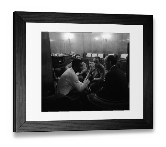 Framed Print : Brazilian footballer Pele in discussion with directors of Santos at the Grand Hotel