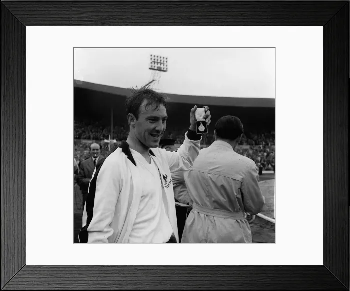 Framed Print : Jimmy Greaves of Tottenham with winner medal May 1962 after Tottenham Hotspur had Framed Print : Jimmy Greaves of Tottenham with winner medal May 1962 after Tottenham Hotspur had