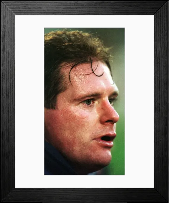 Framed Print : Paul Gascoigne January 1998 on the bench Framed Print : Paul Gascoigne January 1998 on the bench