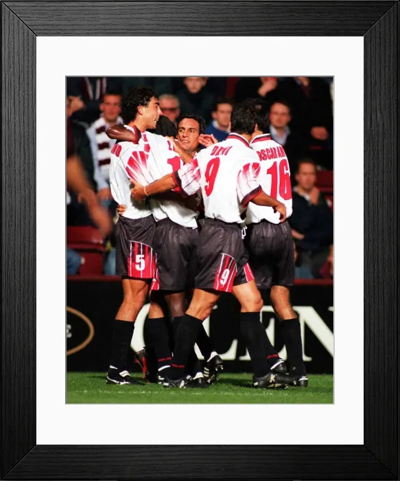 Framed Print : European Cup Winners Cup First Round First leg at Tynecastle September 1998 Heart Framed Print : European Cup Winners Cup First Round First leg at Tynecastle September 1998 Heart