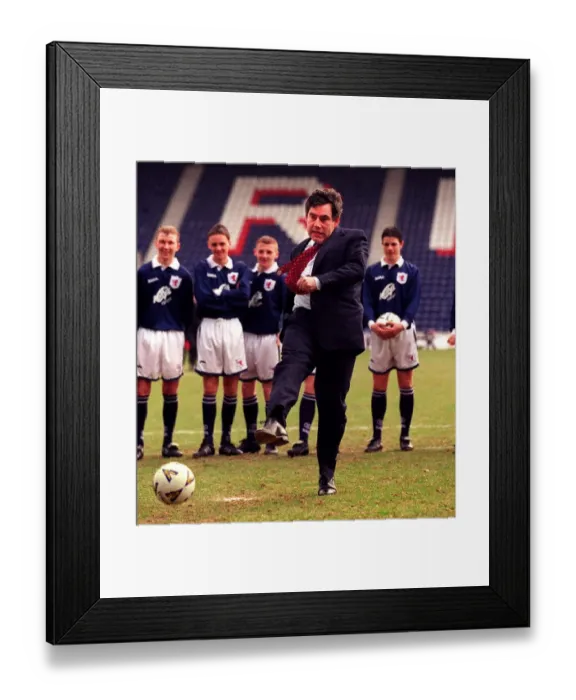 Framed Print : Gordon Browns scores a penalty at Raith Rovers March 1999