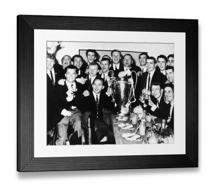 Framed Print : Lisbon Lions celebrate at the UEFA after-match banquet for which the beaten Italians