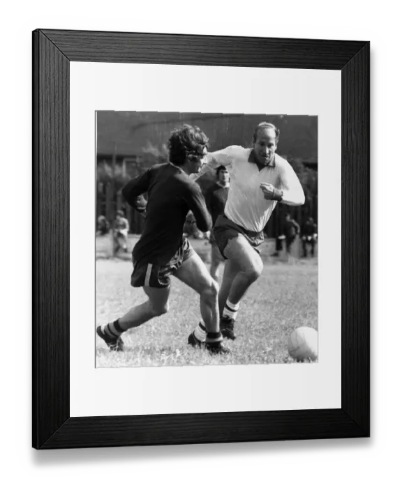 Framed Print : Bobby Charlton 1975 charity football match Rossendale Lancashire Framed Print : Bobby Charlton 1975 charity football match Rossendale Lancashire