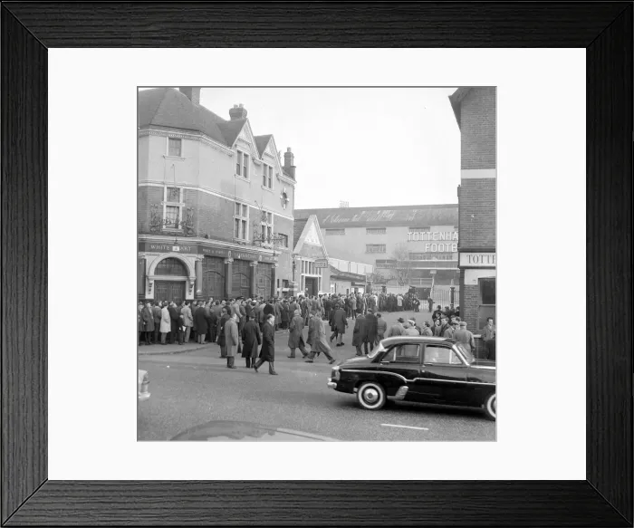 Framed Print : Tottenham supporters queue outside White Hart Lane for tickets to their European Cup