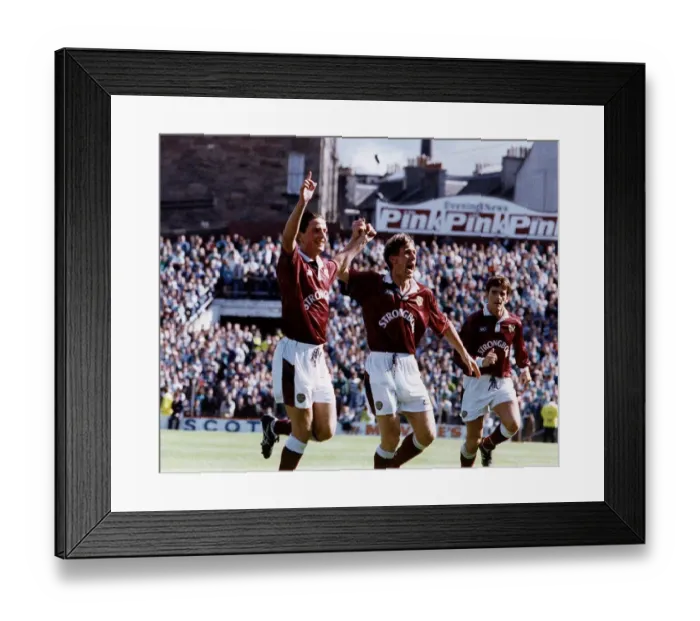 Framed Print : Gary Mackay salutes Allan Johnston after scoring goal Hearts FC football Framed Print : Gary Mackay salutes Allan Johnston after scoring goal Hearts FC football