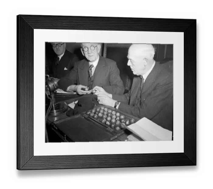 Framed Print : The draw at the Football Association for the fouth round of the 1953 FA Cup