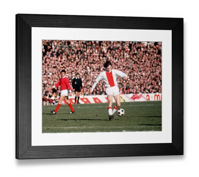Framed Print : Dutch football star Johan Cruff of Ajax Amsterdam on the ball February 1972