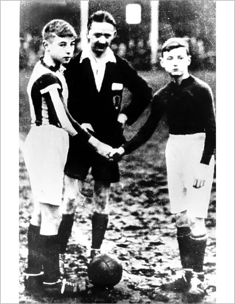 Legendary English footballer Stanley Matthews as a young boy (left) Circa 1928