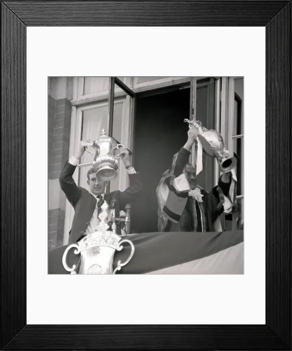 Framed Print : Spurs Double Season 1960 / 61 Tottenham Hotspur team members holding up the League Framed Print : Spurs Double Season 1960 / 61 Tottenham Hotspur team members holding up the League