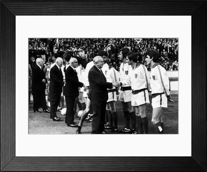 Framed Print : Harold Wilson British Prime Minister meeting members of the Welsh football team before