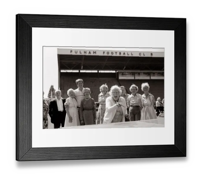 Framed Print : Old People at fulham football clubs ground. 23rd July 1985 Framed Print : Old People at fulham football clubs ground. 23rd July 1985