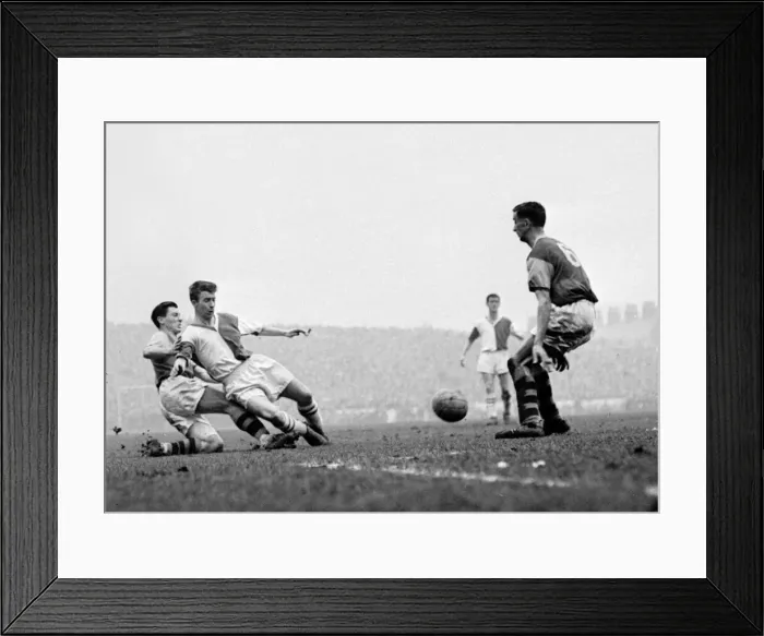 Framed Print : Football FA Cup Quarter Final Burnley v Blackburn Rovers March 1960 Action during Framed Print : Football FA Cup Quarter Final Burnley v Blackburn Rovers March 1960 Action during