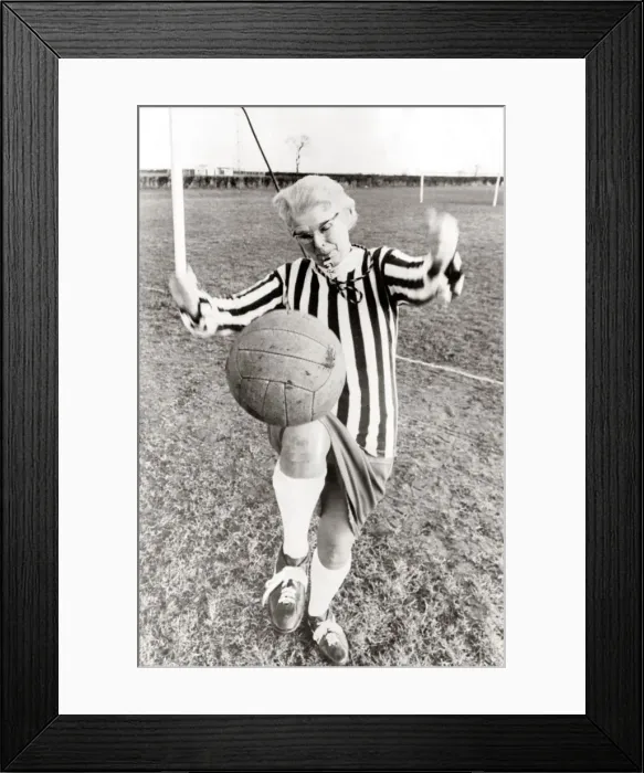 Framed Print : Grannie scores as a ref. Newton-on-Ouse, near York May 1970