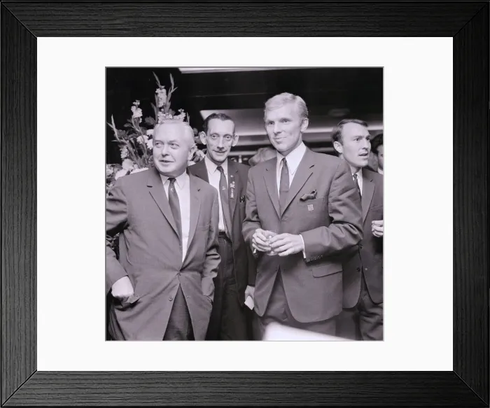 Framed Print : Harold Wilson meets Bobby Moore and Jimmy Greaves members of the England team at a Framed Print : Harold Wilson meets Bobby Moore and Jimmy Greaves members of the England team at a