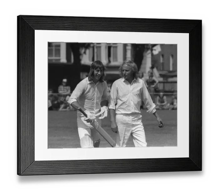 Framed Print : Charlie George football player for Arsenal playing in a charity Cricket match against