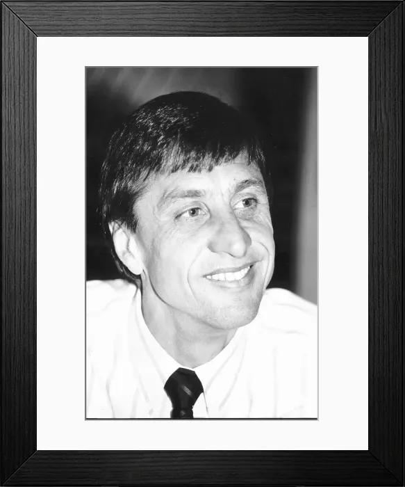 Framed Print : Legendary Dutch footballer Johan Cruyff at press conference on his announcement that he Framed Print : Legendary Dutch footballer Johan Cruyff at press conference on his announcement that he