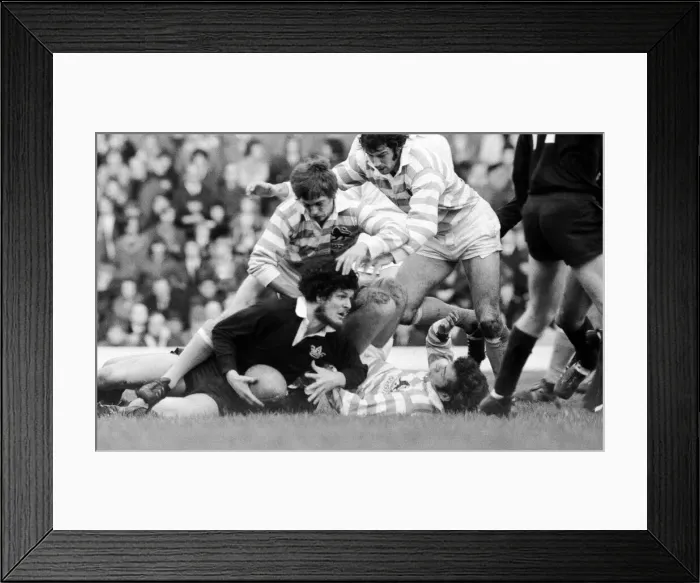 Framed Print : Varsity match between Oxford and Cambridge at Twickenham. J. M Hutchinson with the ball Framed Print : Varsity match between Oxford and Cambridge at Twickenham. J. M Hutchinson with the ball