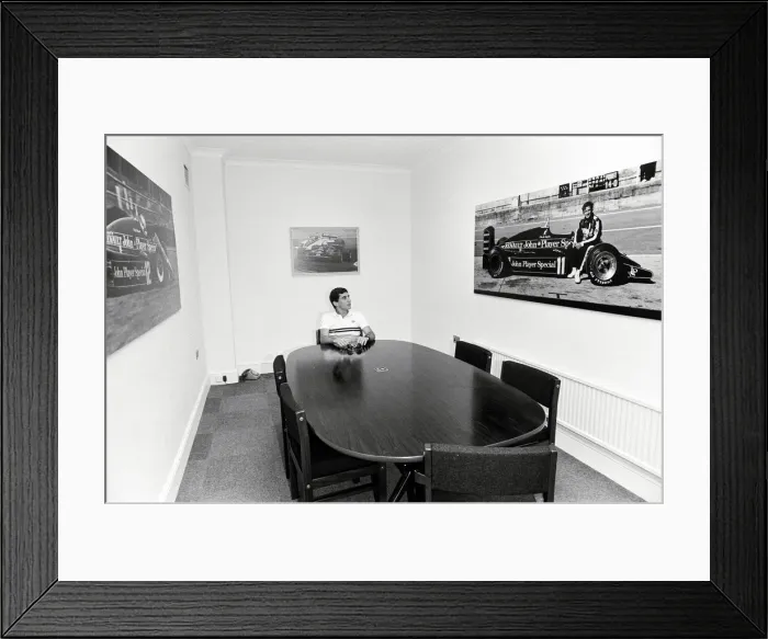 Framed Print : Racing driver Ayrton Senna at the Lotus Racing H. Q, Norfolk. 4th July 1985 Framed Print : Racing driver Ayrton Senna at the Lotus Racing H. Q, Norfolk. 4th July 1985