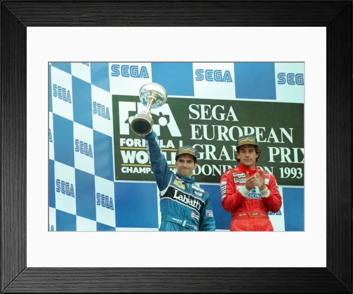 Framed Print : European Grand Prix at Donington 11th April 1993. l-r Damon Hill