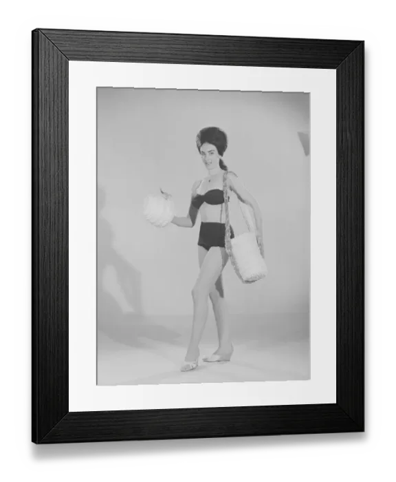 Framed Print : Reveille Fashion Feature Reveille Model Barbara Turner seen here modelling a beach Framed Print : Reveille Fashion Feature Reveille Model Barbara Turner seen here modelling a beach