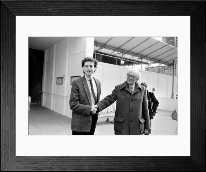Framed Print : Michael Foot Labour Party leader seen here with Peter Tatchell the party