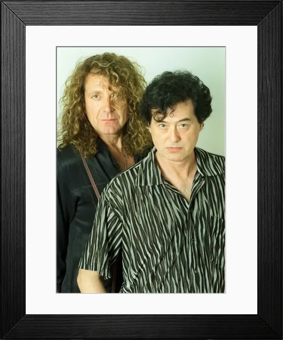 Framed Print : Jimmy Page former lead guitarist and Robert Plant former lead singer of the pop group Led Framed Print : Jimmy Page former lead guitarist and Robert Plant former lead singer of the pop group Led
