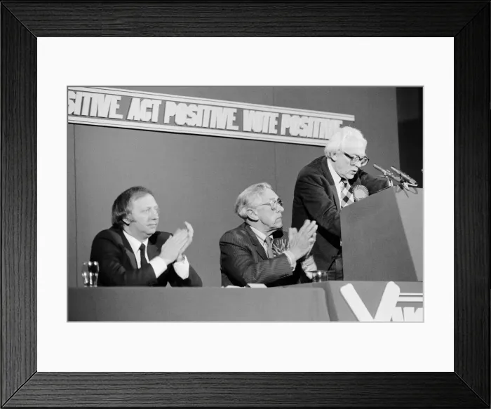Framed Print : Labour leader Michael Foot speaking during the general election in Bradford