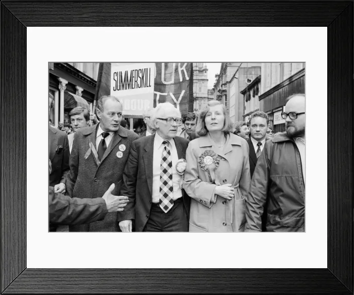 Framed Print : Labour leader Michael Foot electioneering in Yorkshire. 3rd June 1983