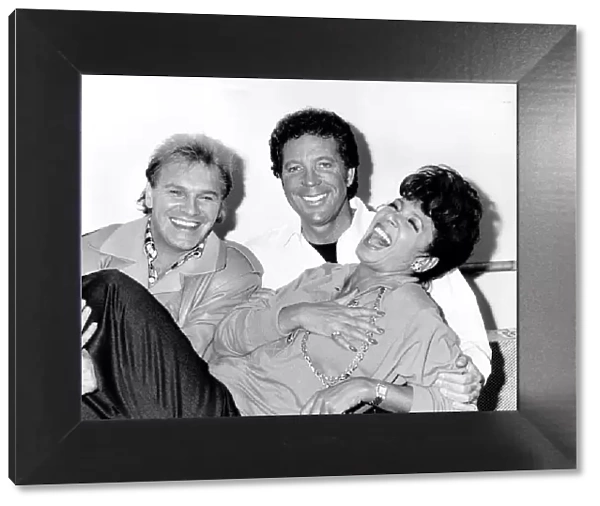 Tom Jones the singer with co stars Freddy Starr and Shirley Bassey at the Des O