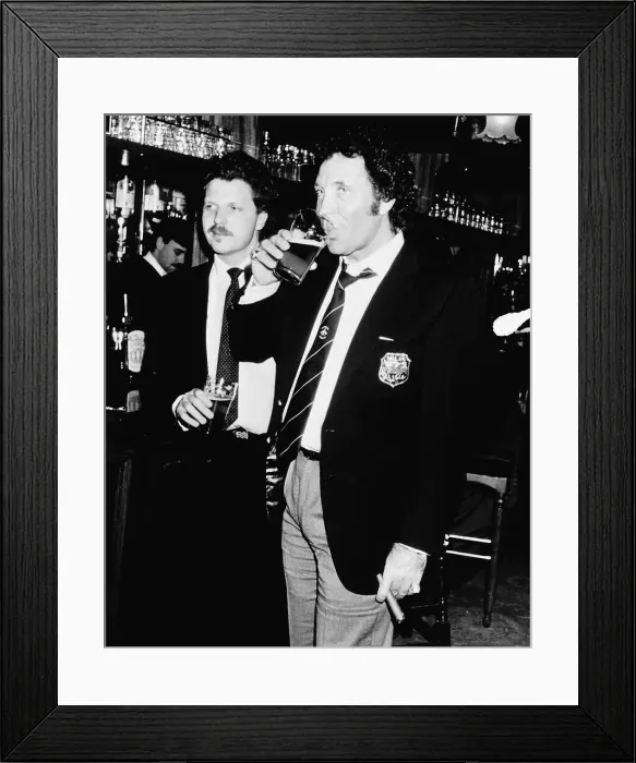 Framed Print : Tom Jones the singer with his son having a pint in the golden lion Framed Print : Tom Jones the singer with his son having a pint in the golden lion