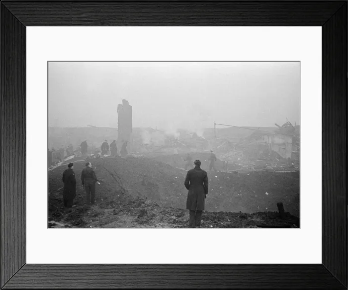Framed Print : V2 Rocket incident at a brush factory, High Street, Waltham Cross. OPS N. F Framed Print : V2 Rocket incident at a brush factory, High Street, Waltham Cross. OPS N. F