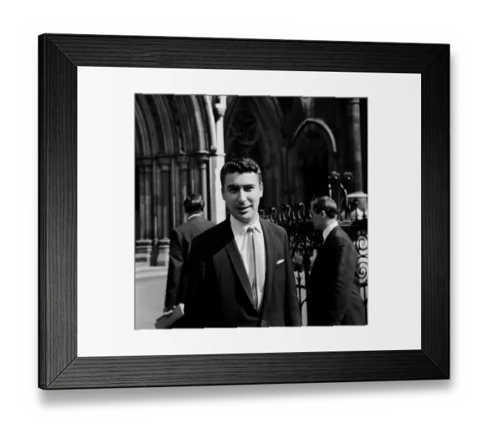 Framed Print : Larry Parnes manager of Billy Fury, pictured outside court, 29th July 1965