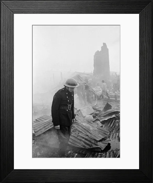Framed Print : V2 Rocket incident at a brush factory, High Street, Waltham Cross. OPS N. F Framed Print : V2 Rocket incident at a brush factory, High Street, Waltham Cross. OPS N. F