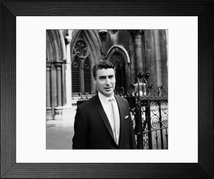 Framed Print : Larry Parnes manager of Billy Fury, pictured outside court, 29th July 1965