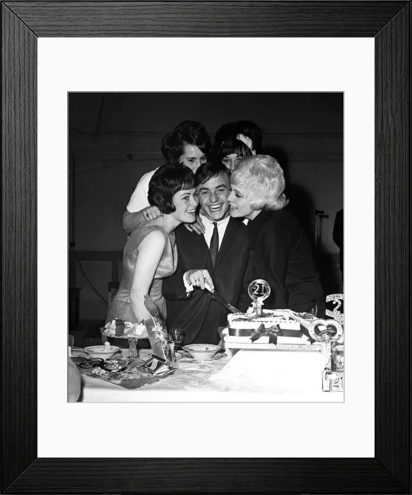 Framed Print : Gerry Marsden, led singer of Gerry and the Pacemakers celebrates his 21st birthday 1963 Framed Print : Gerry Marsden, led singer of Gerry and the Pacemakers celebrates his 21st birthday 1963