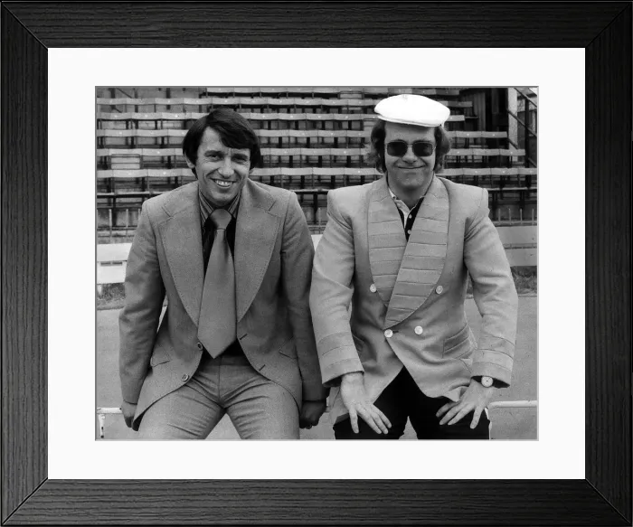 Framed Print : Graham Taylor meets Elton John at the Vicarage road ground when Graham signed up as
