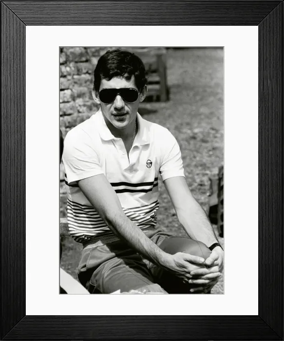 Framed Print : Racing driver Ayrton Senna at the Lotus Racing H. Q, Norfolk. 4th July 1985 Framed Print : Racing driver Ayrton Senna at the Lotus Racing H. Q, Norfolk. 4th July 1985