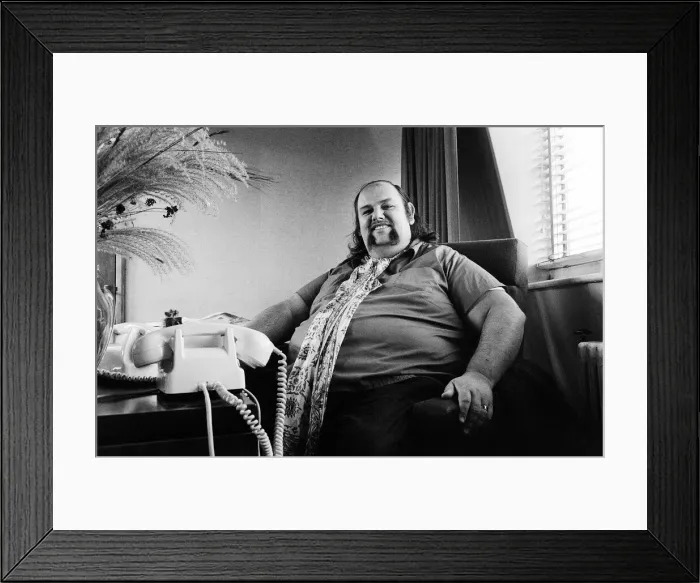 Framed Print : Peter Grant, Manager of Led Zeppelin, pictured in his office, Friday 9th October 1970 Framed Print : Peter Grant, Manager of Led Zeppelin, pictured in his office, Friday 9th October 1970
