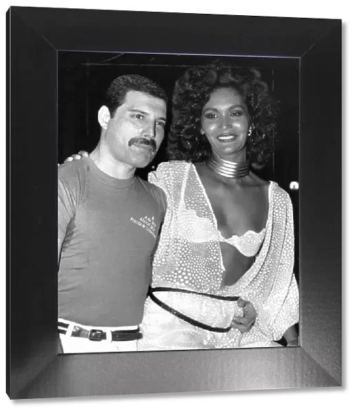 Freddie Mercury of Queen with Biba, a Brazilian model, at Rock in Rio - the most