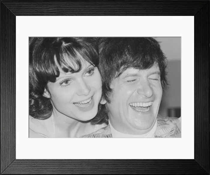Framed Print : Actress Madeline Smith pictured at home with her boyfriend film actor David Buck
