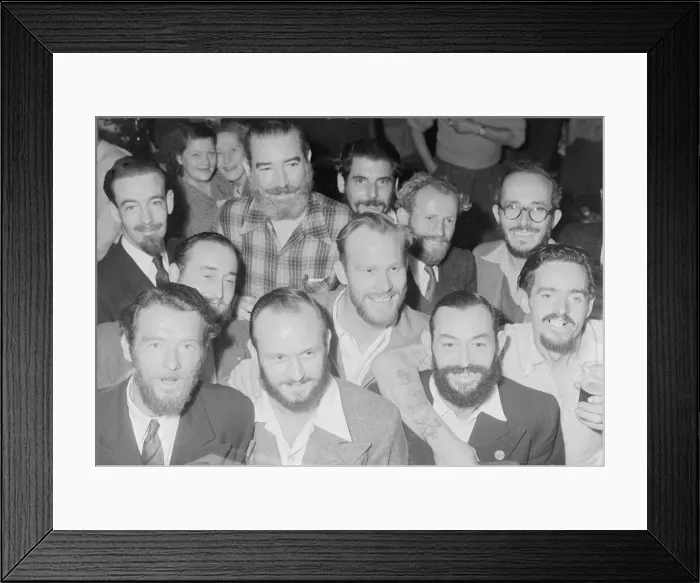 Framed Print : The breaded men of Alderney 4th August 1952. The gentlemen of Alderney pose for Framed Print : The breaded men of Alderney 4th August 1952. The gentlemen of Alderney pose for