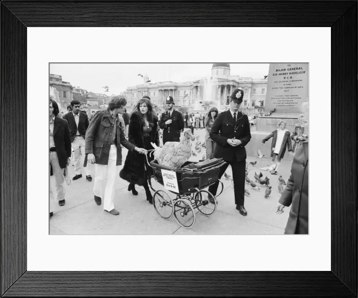 Framed Print : Actress and former model Madeline Smith was forcibly moved on by the law in company with Framed Print : Actress and former model Madeline Smith was forcibly moved on by the law in company with