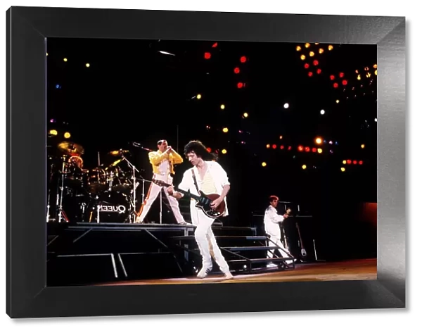 Queen in concert at the Wembley stadium 1980s Freddie Mercury