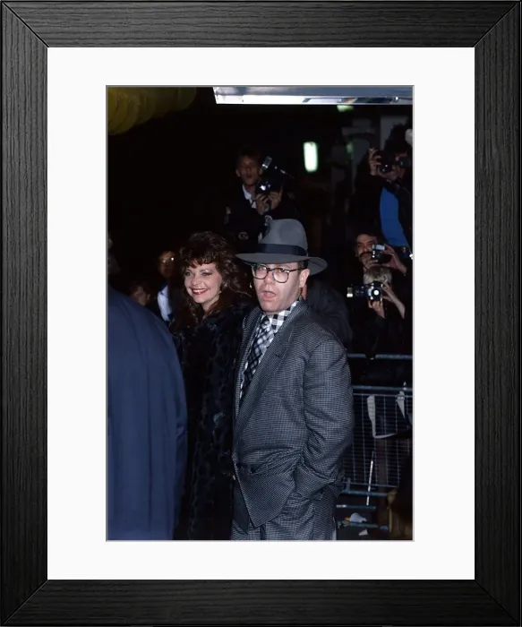 Framed Print : Elton John - October 1987 with his wife Renate at the Savoy Hotel Framed Print : Elton John - October 1987 with his wife Renate at the Savoy Hotel