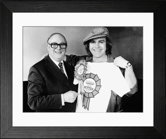 Framed Print : Elton John superstar and Denis Howell Labour Minister for Sport. 22nd April 1979 Framed Print : Elton John superstar and Denis Howell Labour Minister for Sport. 22nd April 1979